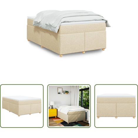 Matratze - Boxspringbett mit Matratze Creme 120x200 cm Stoff (1/5)