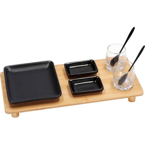 Ad Trend Set 7 Pz Finger Food e Vassoio Bambu 34 x 16 Cm Nero