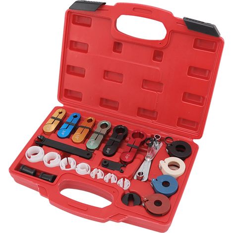 Kit 26 pièces déconnexion rapide universel pour durites AC et carburant véhicules, outillage raccords rapides, jeu de démontage ligne essence, 26 pièces. (1/5)