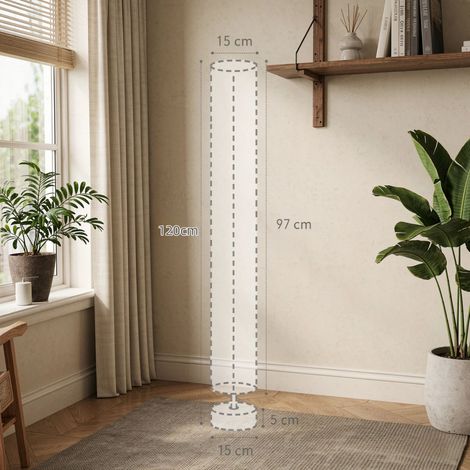 Lámpara de pie para salón con pantalla de lino, interruptor de pie, 2 portalámparas E27, altura 120 cm (bombillas no incluidas). (1/5)