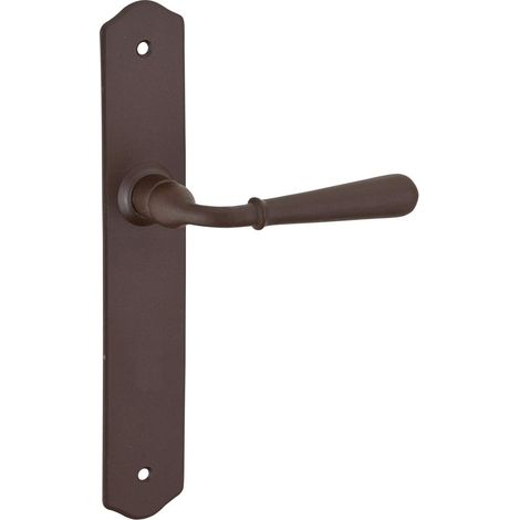 1 Ensemble de Poignées de Porte Intérieure - Acier - Finition Rouillée - Carré 7 mm - Entraxes 195 mm - Pour Maison et Appartement - Gris (1/3)