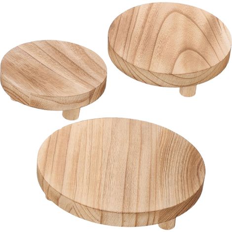 3 pièces Support Pot de Fleurs Massif Rond de Élévateurs Artisanaux pour Plantes Socle Naturel Protecteur pour Intérieur et Décor (1/5)