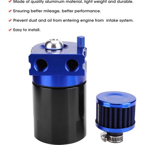 Bac de récupération moteur 300ML - Réservoir de ventilation pour filtre à air et à huile - Accessoire universel (Noir Bleu) (1/5)
