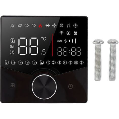 Bouton de Thermostat intelligent, panneau d'affichage couleur LCD numérique pour Sauna, système de chauffage par le sol, noir