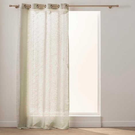 Voilage à Œillets Effet Lin Tissé – Rideau Léger Semi-Transparent en Polyester – Oeko-TEX - NEMO - 140 x 260 cm - beige