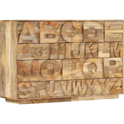 Mobile Alfabeto 6 Cassetti 120x35x79 cm in Legno Massello Mango vidaXL (1/5)