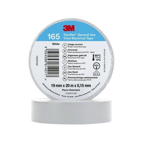 Cinta Aislante Temflex 165 PVC 19mm x 20m 3M 7100184800 Blanco