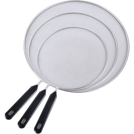 Coperchio paraschizzi in acciaio inox da 3 pezzi con maniglia, paraschizzi da cucina, 19 cm, 25 cm, 29 cm, per una varietà di padelle