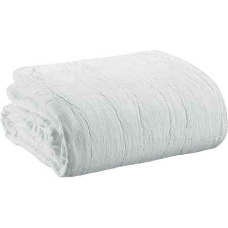 VIVARAISE - Jeté de lit Vivaraise Titou - Blanc - 260 x 260 cm en coton recyclé