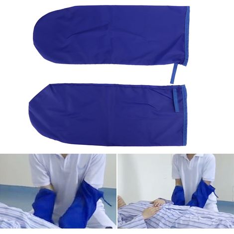 Gants de transfert pour patients âgés et handicapés, bleus, antidérapants, pour levage et glissement au lit, soins infirmiers (1/5)