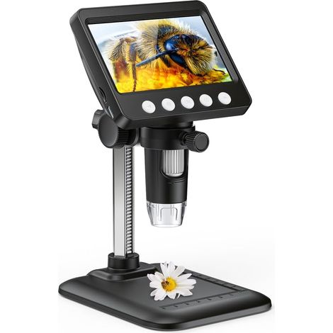 4,3-Zoll-Digitalmikroskop für Erwachsene, Münzmikroskop mit 1000-facher Vergrößerung, 8 einstellbaren LED-Leuchten, USB-Mikroskop kompatibel mit Windows/MacOS, Münzsammlung (1/5)