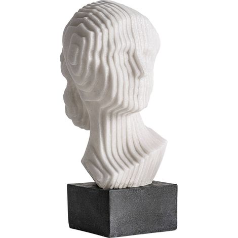 Buste décoratif contemporain en résine finition artisanale blanc - Blanc pur finition artisanale (1/2)