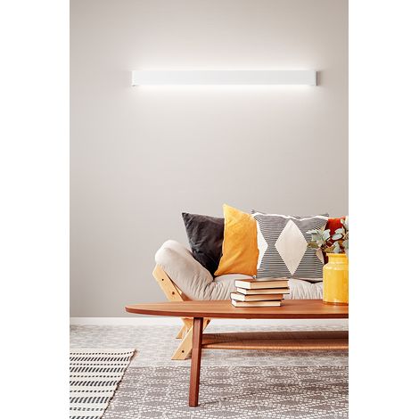 Applique murale LED design moderne en aluminium blanc, 36W, 3240Lm, 3000K, éclairage d'intérieur IP20, longueur 110cm, marque Perenz d'Italie.