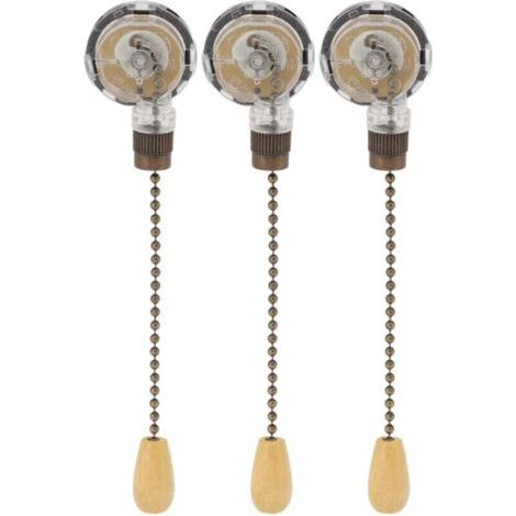 VURAHOME - Interrupteur à tirette ventilateur Commande ventilateur 3pcs, anti-corrosion, 250V 3A/125V 6A Propriétaires de ventilateurs (1/4)
