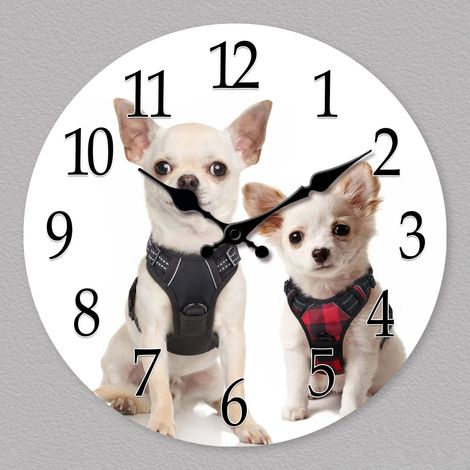 Horloge murale Chihuahua (40 cm) - Horloge silencieuse - Décoration murale artistique représentant un adorable chihuahua - Cadeau original (1/5)