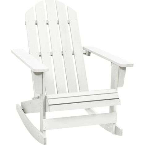 Rocking chair de jardin en bois Blanc 72x92x104 cm (1/5)
