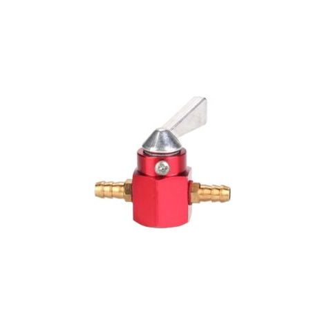 Crezuo CNC-gefräster Inline-Benzinhahn aus Aluminium, 6 mm, Rot für Quad, Dirtbike und ATV (Rot) - Rot (1/4)