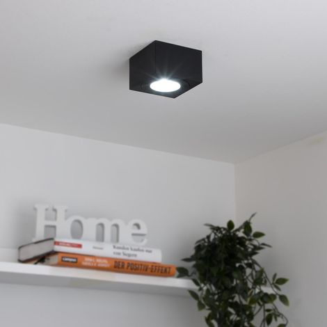 Flacher Aufbaustrahler eckig IP44 Deckenleuchte - Farbe: schwarz - LED Leuchtmittel: 5W Neutralweiß 230V dimmbar 60° (1/5)