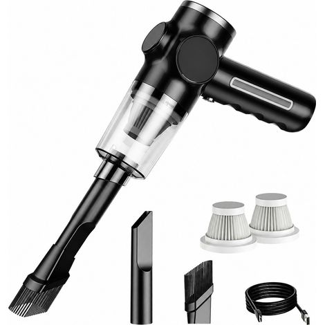 Aspirateur de voiture sans fil portable, noir, double filtre, aspiration de 25 kPa, portatif pour voiture et maison (1/5)