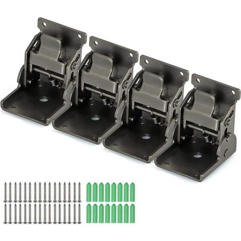 Staffe pieghevoli resistenti, cerniere autobloccanti a 90 gradi per gambe di tavoli e mensole a muro, portata 150 kg per staffa, confezione da 4 (Gunblack)