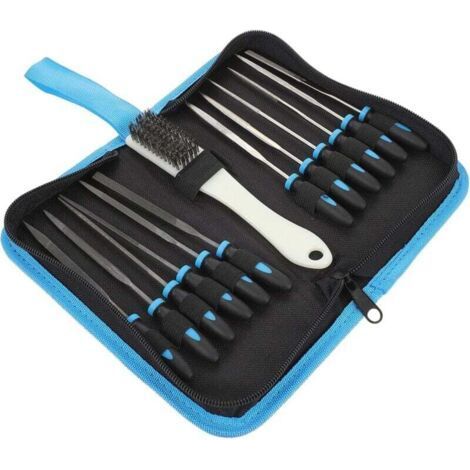 13 Pieces Needle File Set, Needle File Set Contains 6 Pieces Carbon Steel File, 6 Pieces Diamond File and Cleaning Brush, Mini File for Metals, Wood and Plastics (1/4)
