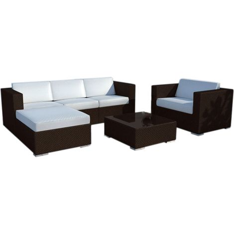 Sofa Chaise Longue + Sillon + Mesa de Ratan PE. Muebles de Jardin y Terraza (1/5)