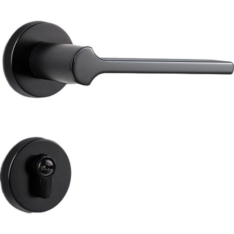 Ensemble de verrouillage pour poignée de porte intérieure, serrure pour porte de chambre à coucher, poignée moderne noire (1/5)