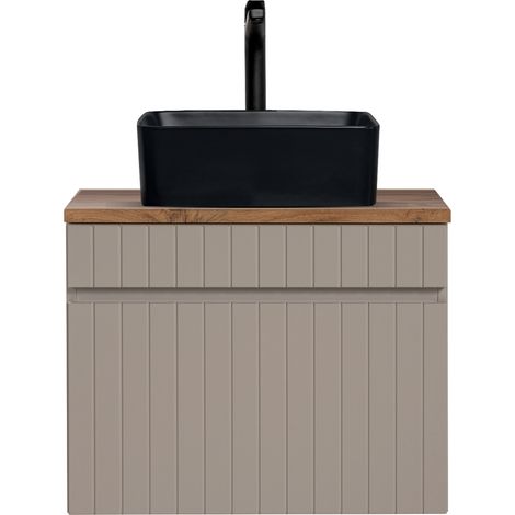 Waschtisch Unterschrank 60 cm Aufsatzwaschbecken IRAKLIO-56-CASHMERE Beige Eiche Nb. B/H/T ca. 60,4/61,5/46 cm (1/5)