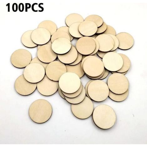 Rondelles Bois - 20 mm - Naturelles Brutes - Pour Décoration Porte Mariage Scrapbooking - 100 Pièces (1/5)