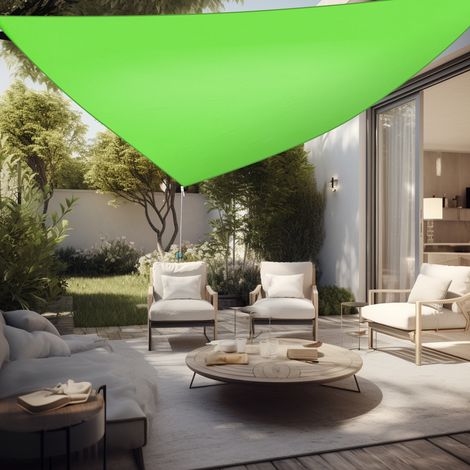 Aquariss Sun Shade Sail 5x5x5m Triangle Canopy Polyester UV Block with Free Rope Sunscreen Awning for Outdoor Garden Patio Yard Party - Light Green (1/4)