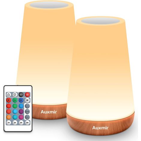 Auxmir Veilleuse Bébé LED Tactile Rechargeable USB 2500 mAh, Lot de 2  Lampe de chevet 4 modes d'éclairage, 5 niveaux de luminosité, télécommande incluse pour chambre d'enfant, allaitement (1/5)