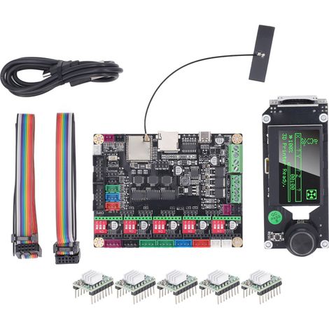 Kit de carte mère d'imprimante 3D, carte de commande avec écran LCD 5 A4988, pilotes de moteur pas à pas, contrôleur de carte mère DC12 24V (1/5)