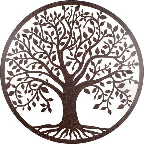 Ornement mural arbre de vie en métal noir 82x1x82cm – Décoration ethnique pour salon ou bureau – SKU 26234 – Signes Grimalt (1/3)