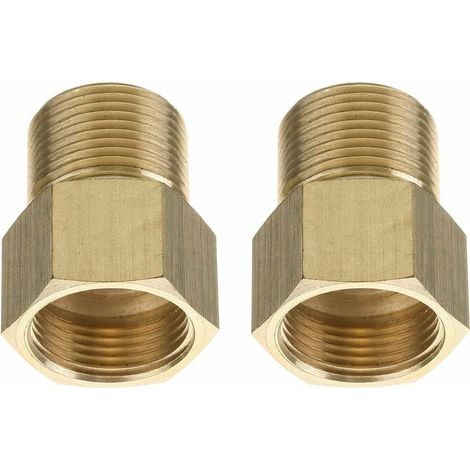 Lot de 2 Coupleurs M22, Adaptateur Laiton, Filetage Mâle 15mm Vers Femelle 14mm, Pour Nettoyeur Haute Pression (1/5)