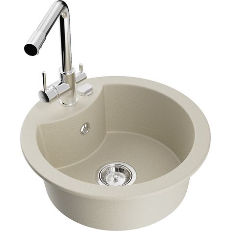 Mexen Diego lavello in granito a 1 vasca con miscelatore cucina Duero, beige - 6512-69-671600-00 (1/5)