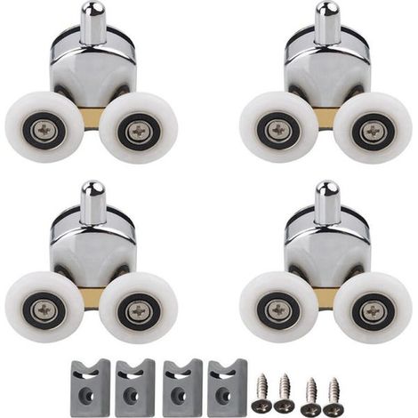 set of 4 shower door rollers, 23 mm in diameter, suitable for glass doors 4 to 5 mm thick. (1/5)