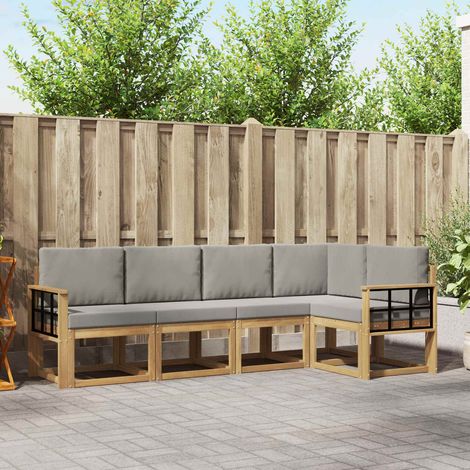 Teenpull – Outdoor-Sofagarnitur 5 Stk. Weiß und Hellgrau (1/5)