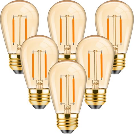 Ampoule LED ST45 Vintage Edison Filament E27 1W Équivalent 10 W Ampoules à Incandescence, Super Blanc Chaud 2200K, Doré en Verre Lampe Décorative, Non Variable, Ambre, Lot de 6 [Classe énergétique G] (1/5)