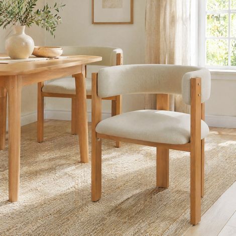Sillas de comedor, set de 2, 54,5 x 44 x 72,5 cm, tela beige, ergonómicas, FloraGrace (1/5)