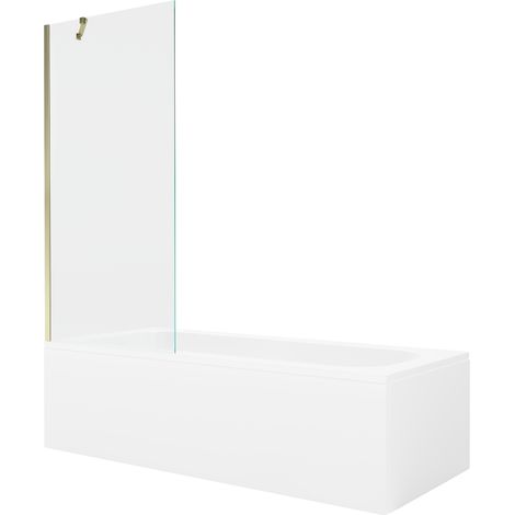 Mexen Vega baignoire rectangulaire 170 x 70 cm avec tablier et paroi 1 volet 80 cm, transparent, doré - 550117070X9508000050 (1/5)