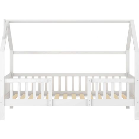 Letto cabina per bambini con camino in pino bianco 90 x 200 cm (1/5)