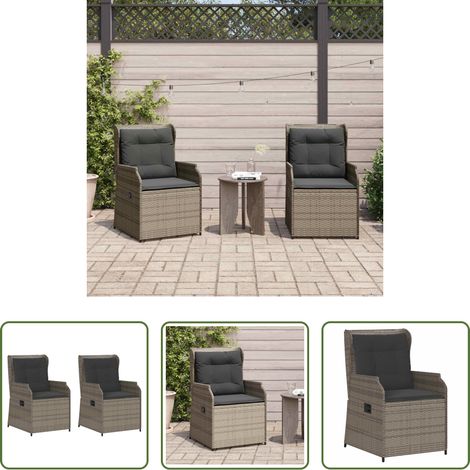 vidaXL Gartenbank 2 Stück - Gartenbank 2 pcs Grau Poly-Rattan (1/5)
