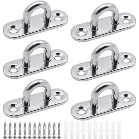 6 pièces plaques à œillets Plaque de Couverture en Acier Inoxydable Plaque de mât de 5mm Crochets de Fixation Robustes pour Crochets muraux chaises suspendues auvent Accessoires de Bateau etc-Chrom (1/5)