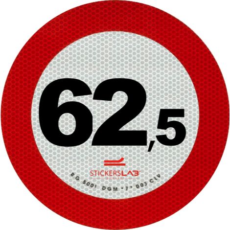 Contrassegno disco limite velocità adesivo retroiriflettente 3M omologati in classe 2 Modello - 62.5 Km/h