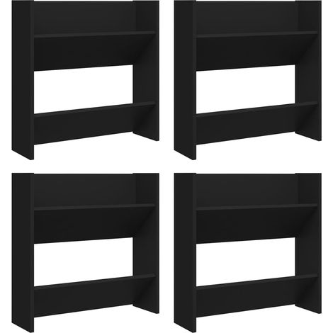 Zapateros zapateros muebles para recibidor pasillo salón de pared juego de 4 madera de ingeniería negra 020022155 (1/4)
