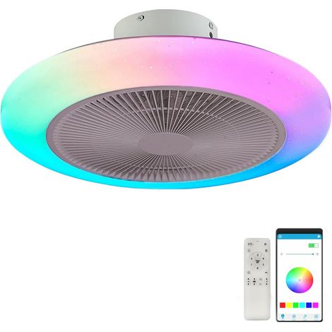 RGB Ceiling Light with LED Fan Ceiling Fans with Dimmable Lamp with Remote Control and App Control Speaker Bluetooth Music Fan Light Bedroom Ceiling Lighting (1/5)