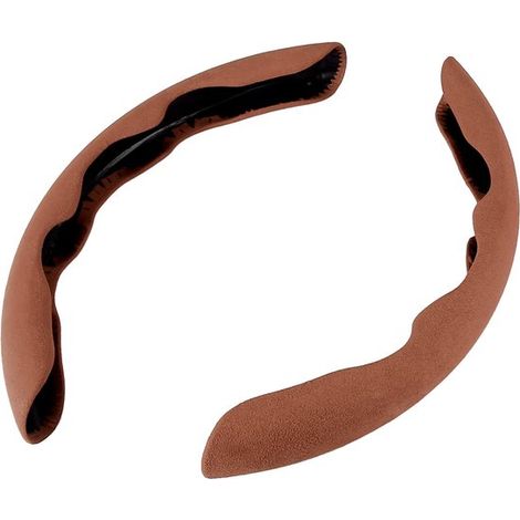 Adecuado volante 38 cm, par fundas universales ante volante, 38 cm 15 pulgadas, color marrón, antideslizantes pueden instalar inmediatamente (1/4)