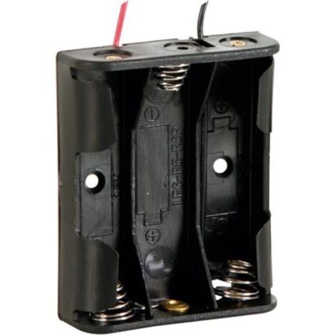 Support De Piles - 3x LR6 AA - Raccordement Par Fils - Dimensions 58 x 48 x 17 mm - Plastique Résistant Aux Acides - 1 Pièce (1/3)