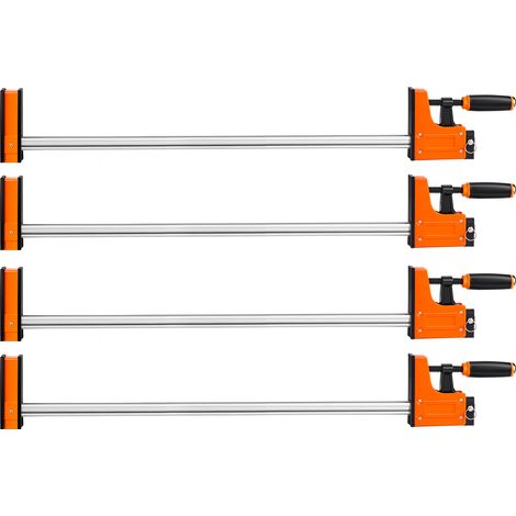 Mophorn Set di morsetti a barra per falegnameria, confezione da 4, capacità di serraggio 680 kg, doppia modalità, cuscinetti in gomma, manico, barra in acciaio, per lavorazione di legno e metalli (1/5)
