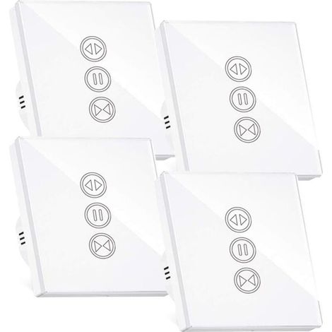 Interrupteur Volet Roulant Connecté, Interrupteur Volet Roulant Wifi,Compatible Avec Alexa/Google Home, Interupteur Connecté Tactile Rétro Éclairage Peut Éteindre Led Timer App Contrôle,4PCS (1/4)